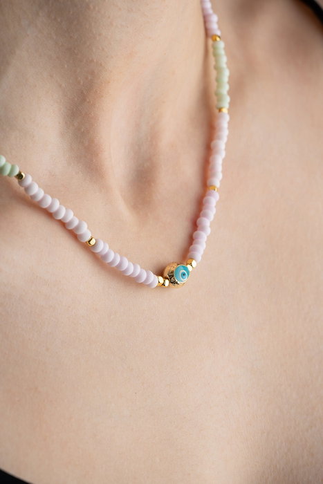 Heliophilia Silver Collar con Colgante de Ojo y Piedra Multicolor KL-0862
